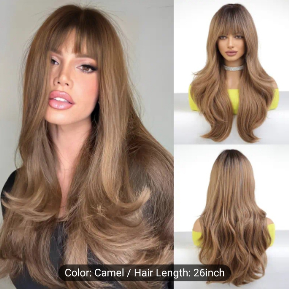 Elegant Camel Brown Wig for Women